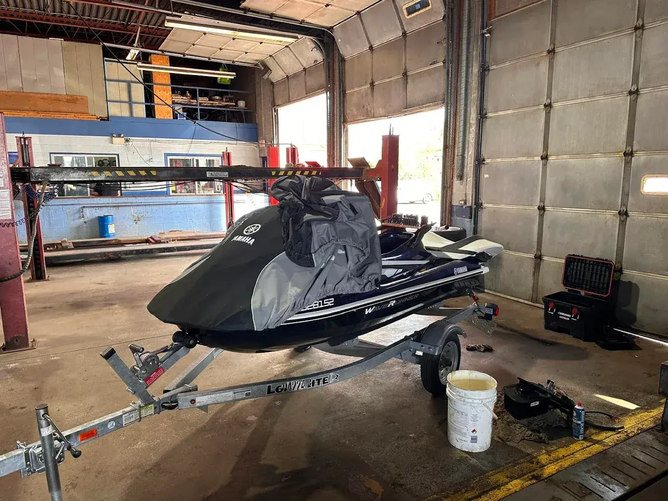 Trailer carrying waterski equipment inspected at D&A Mechanics